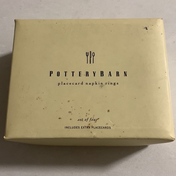 𝅺POTTERY Barn Placecard Napkin Rings Silver Tone- like new- set of 4 - Picture 2 of 11